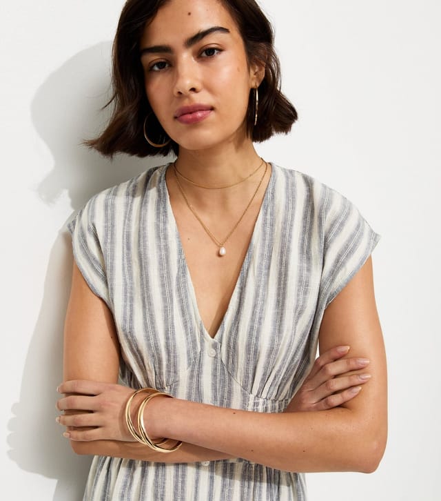 New Look Women's Blue Striped V-Neck Midi Dress New Look - 2