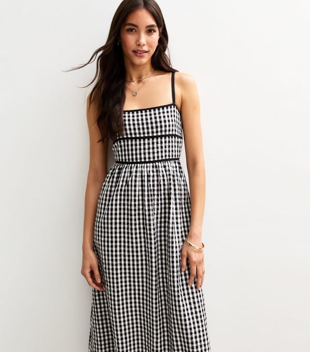 New Look Women's Black Gingham Check Strappy Midi Dress New Look - 3