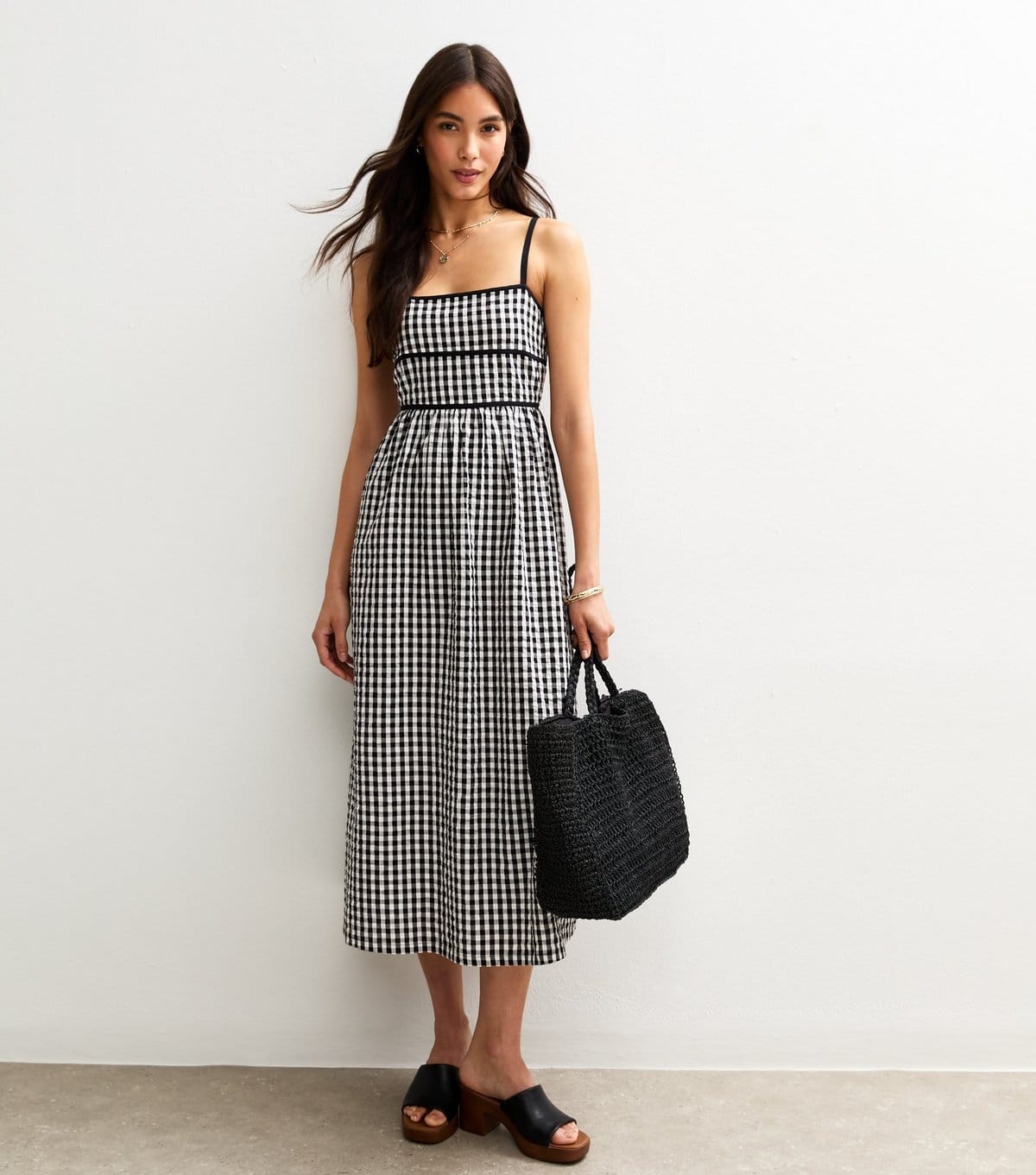 New Look Women's Black Gingham Check Strappy Midi Dress New Look - 4