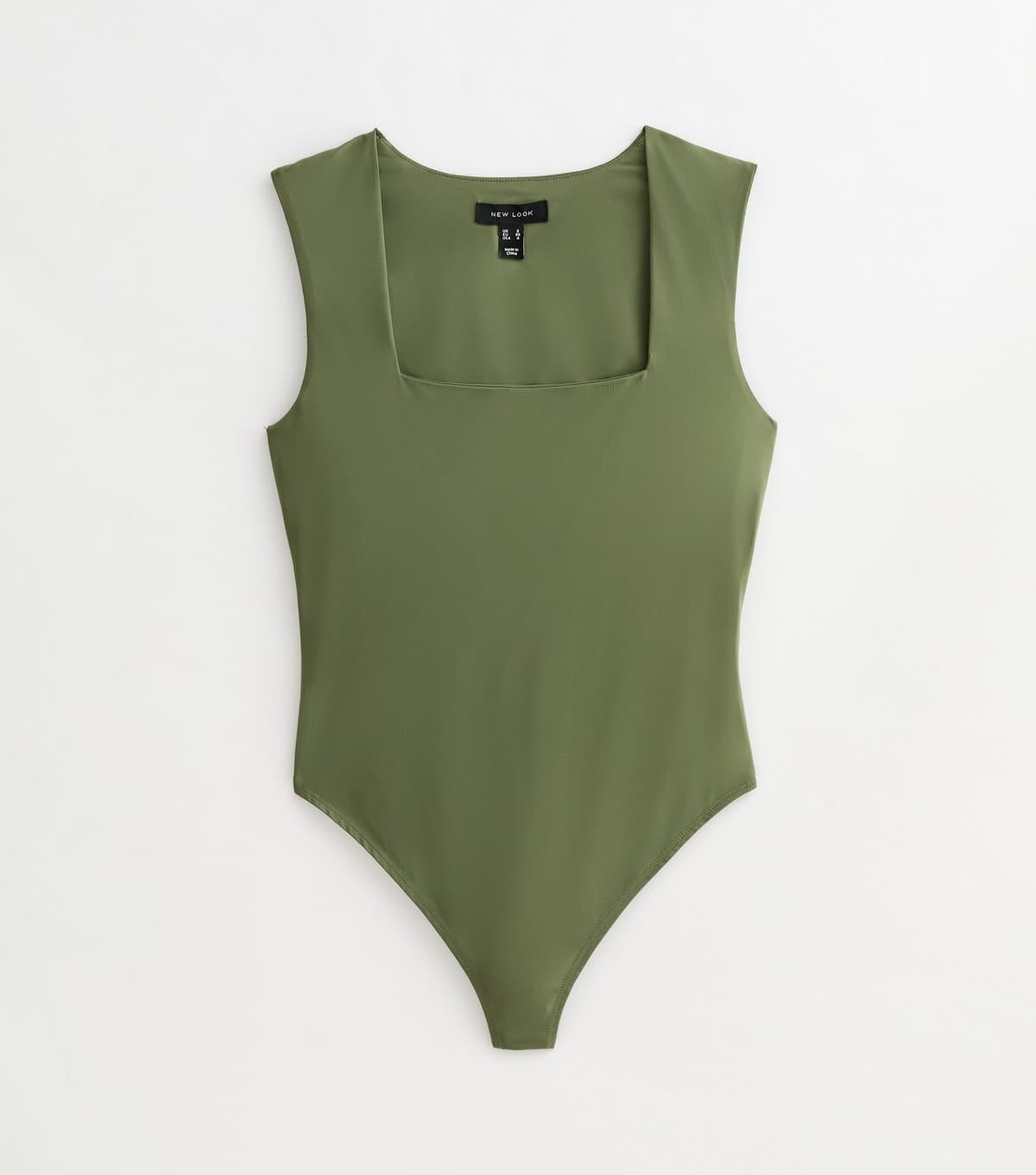 New Look Women's Dark Khaki Slinky Square Neck Sleeveless Bodysuit New Look