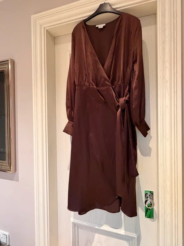 Never Fully Dressed Burgundy satin dress