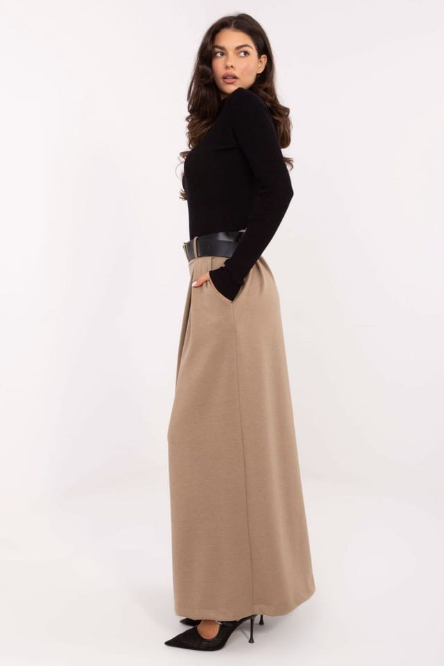 Love Lace Love Lace Women's Elegant High Waist Pleated Palazzo Trousers in Beige - 2