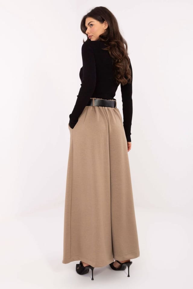 Love Lace Love Lace Women's Elegant High Waist Pleated Palazzo Trousers in Beige - 3