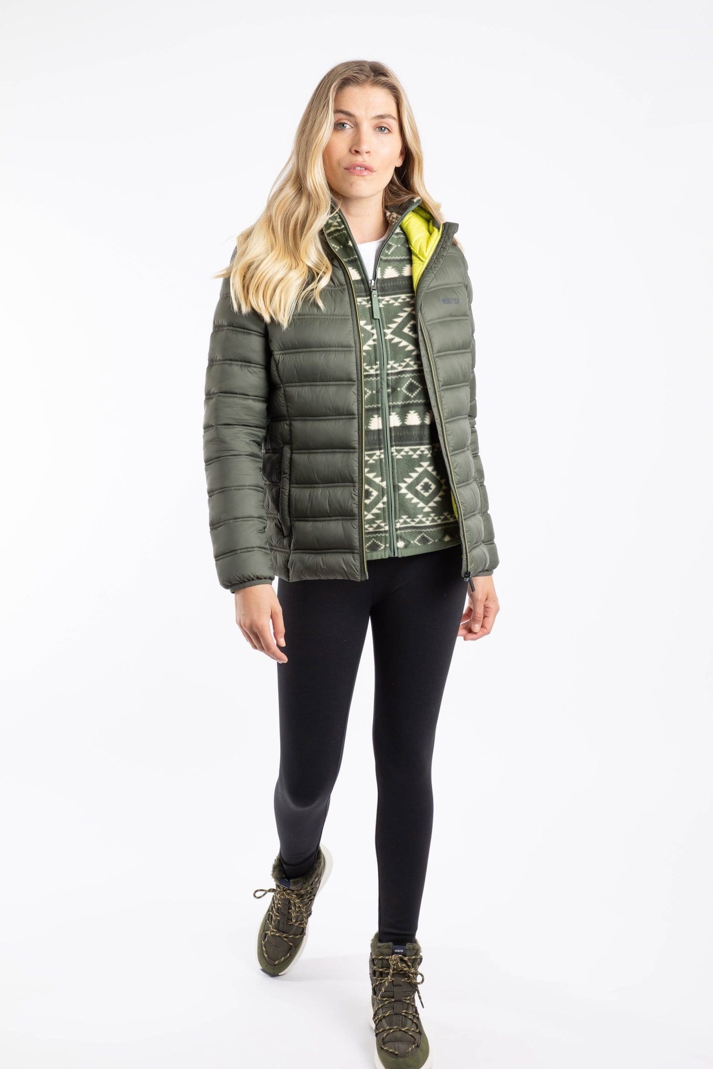 Weird Fish Weird Fish Women's Eshka Lightweight Padded Jacket in Dark Green - 4