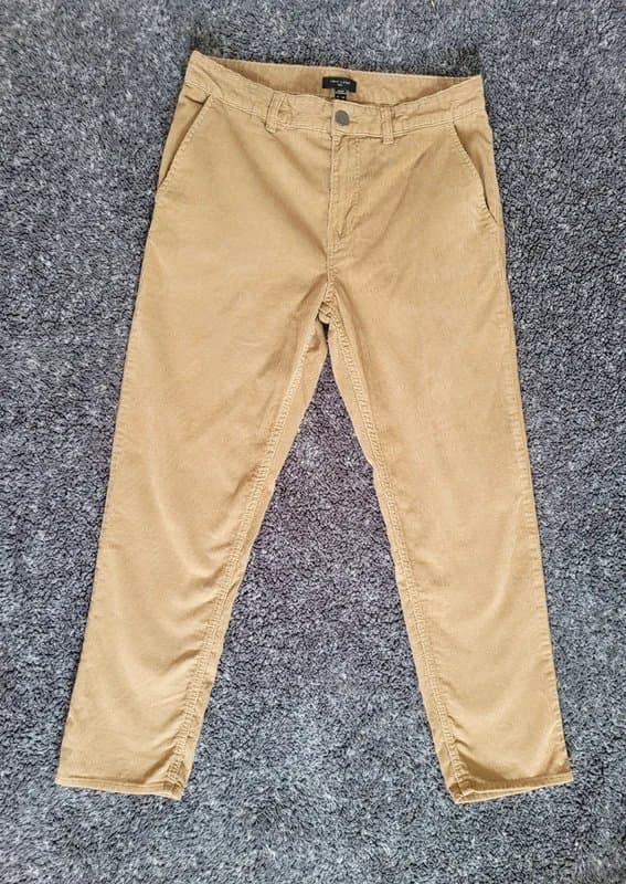 New Look New Look Men Beige Corduroy Trousers W32 Regular Straight Leg Cord Pants