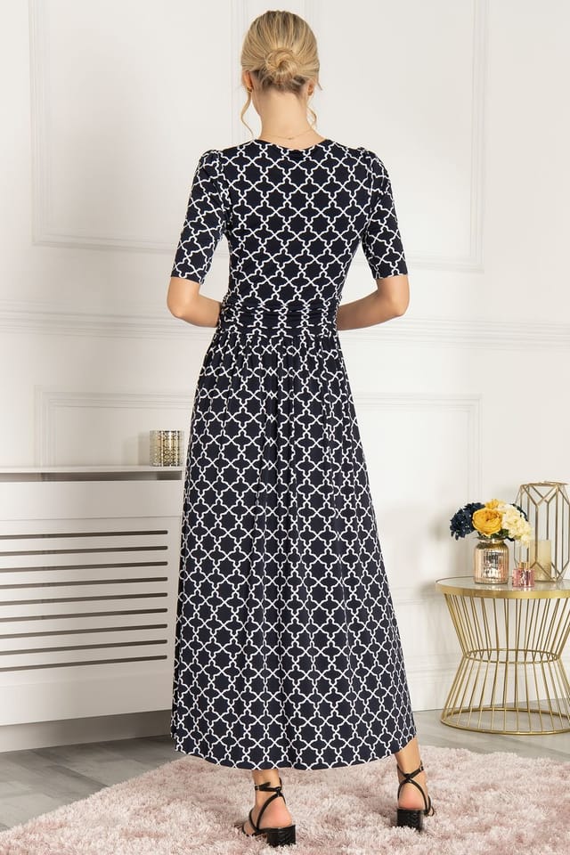 Jolie Moi Jolie Moi Women's Kiera Wrap Front Maxi Dress in Mid Navy - 2