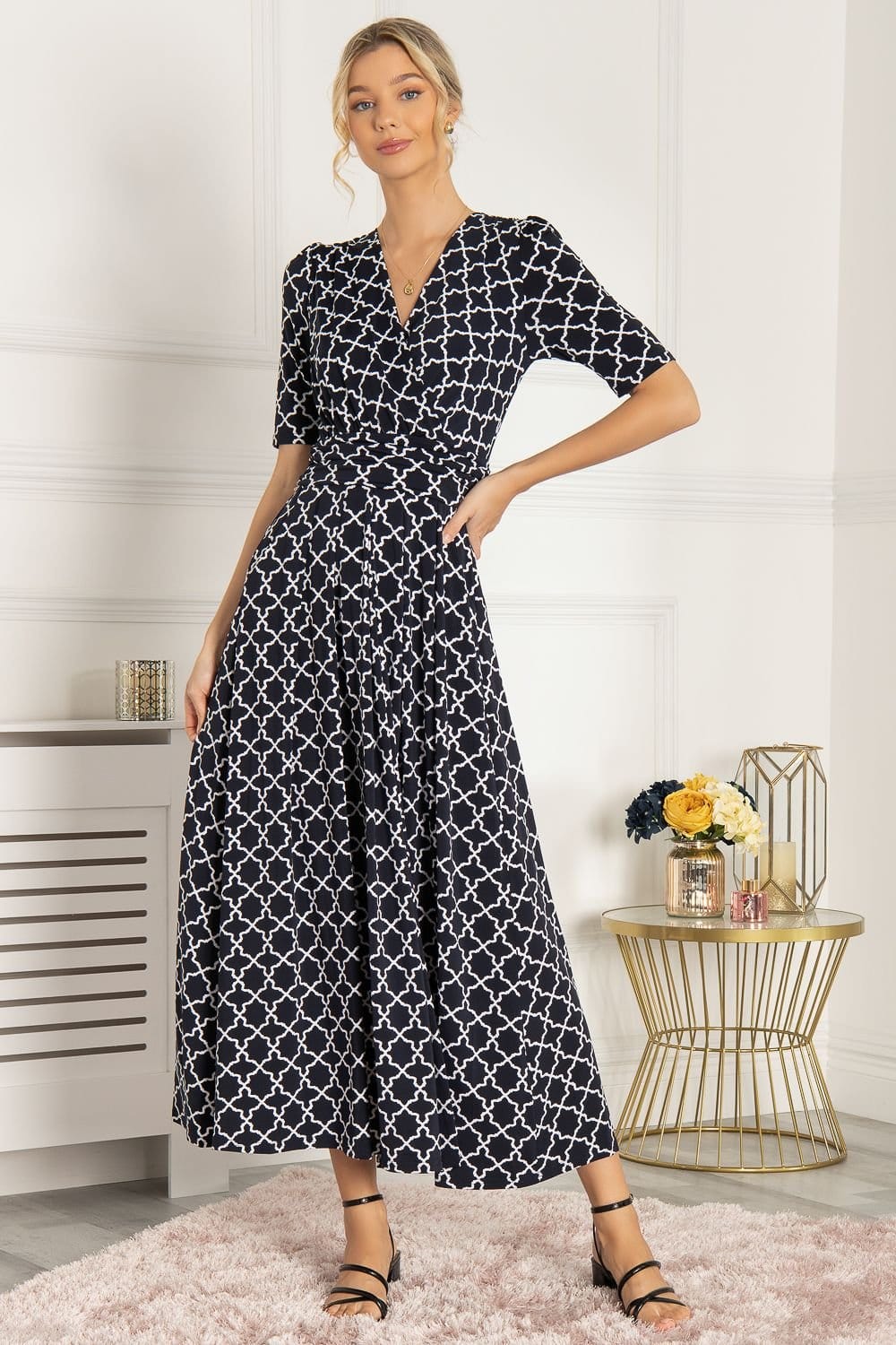 Jolie Moi Jolie Moi Women's Kiera Wrap Front Maxi Dress in Mid Navy - 4