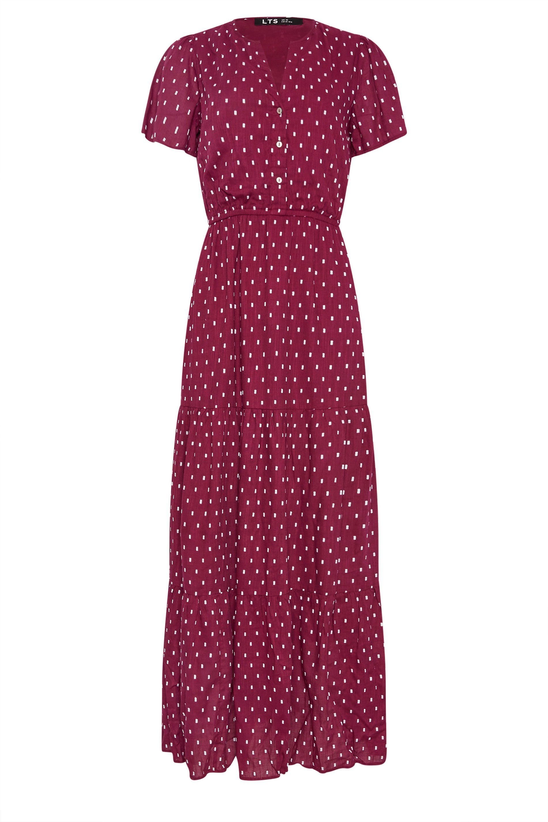 Long Tall Sally Long Tall Sally Women's Tall Spot Tiered Maxi Dress in Wine - 2