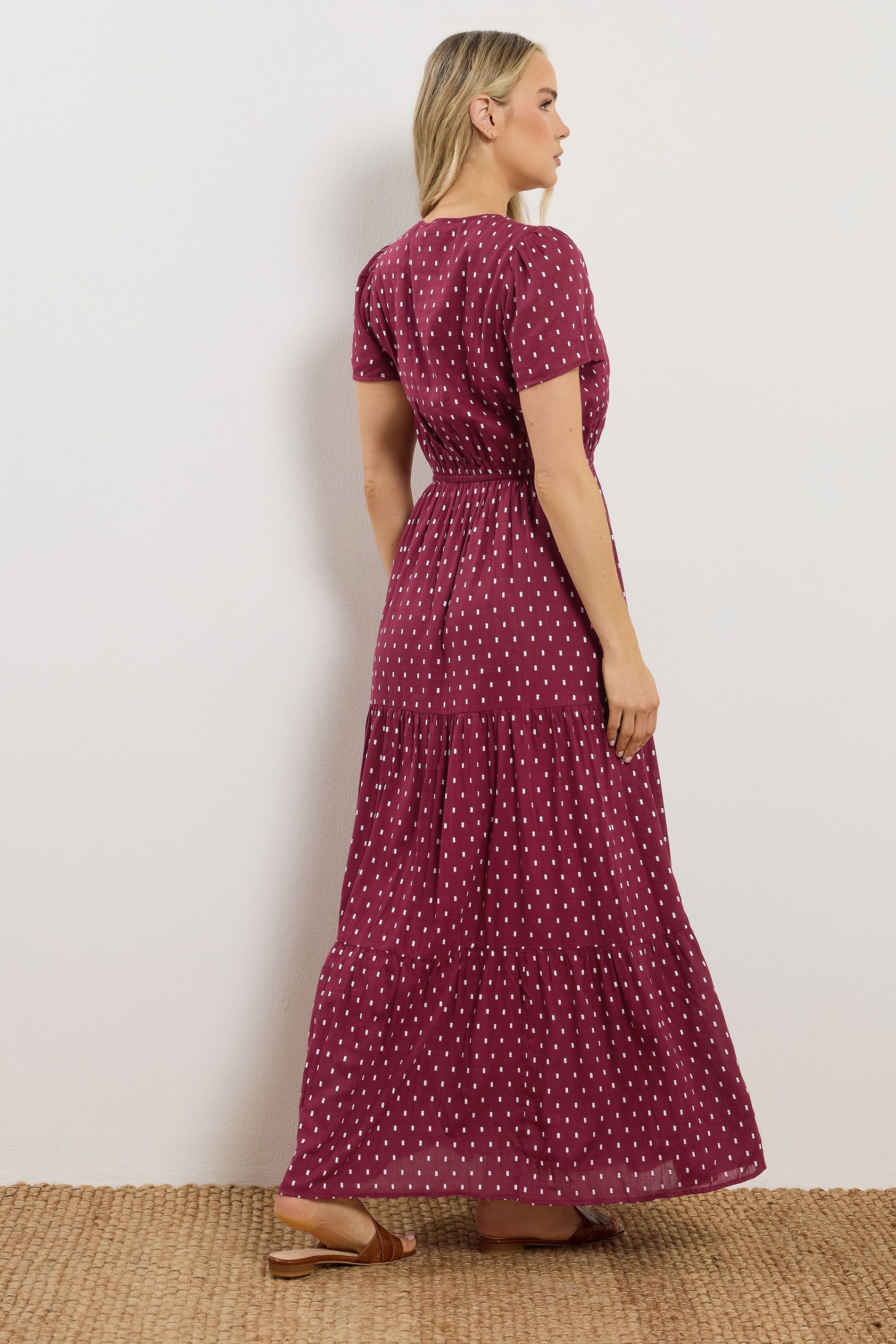 Long Tall Sally Long Tall Sally Women's Tall Spot Tiered Maxi Dress in Wine - 4