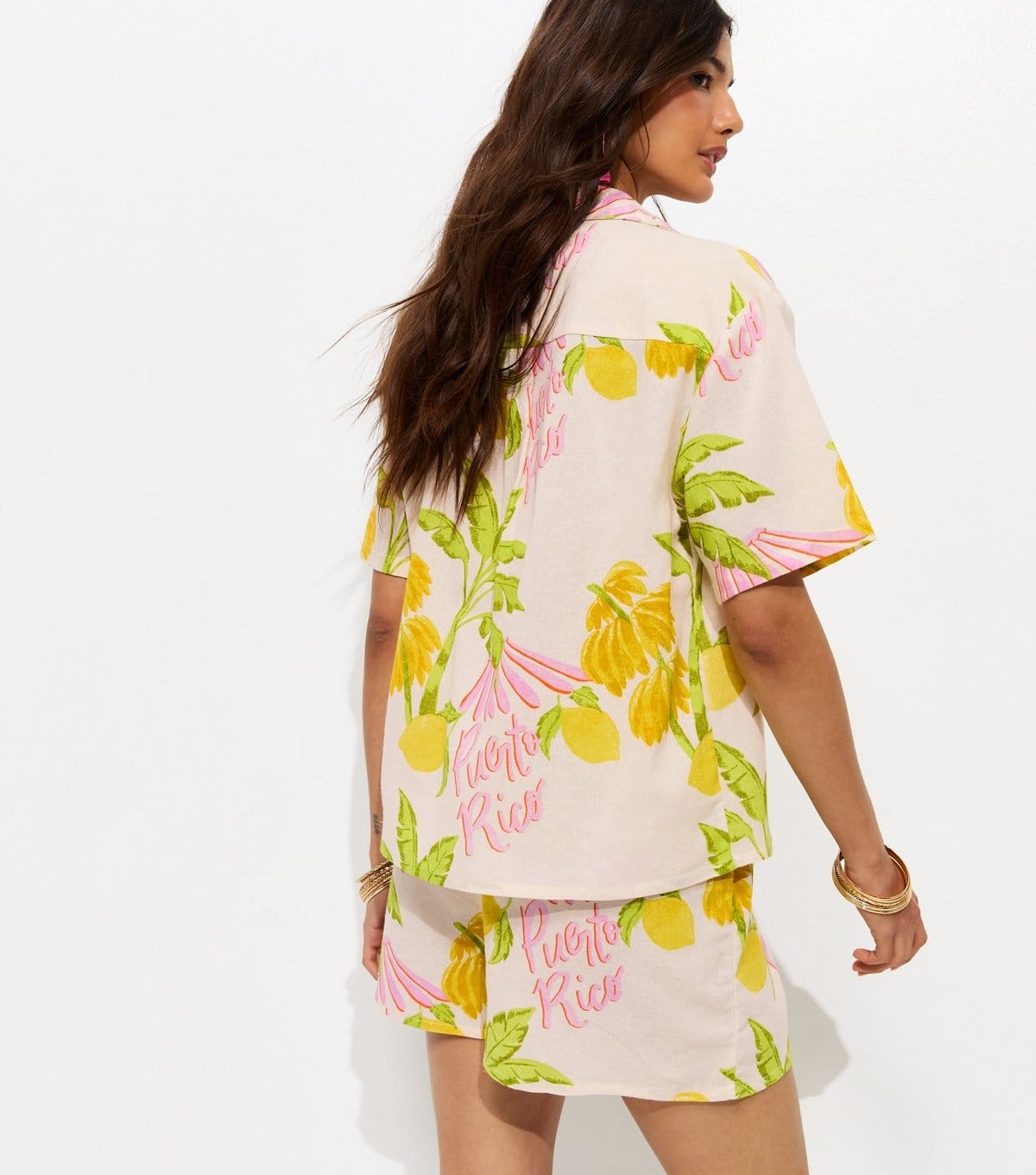 New Look Women's Cream Cotton Palm Resort Shirt New Look - 4