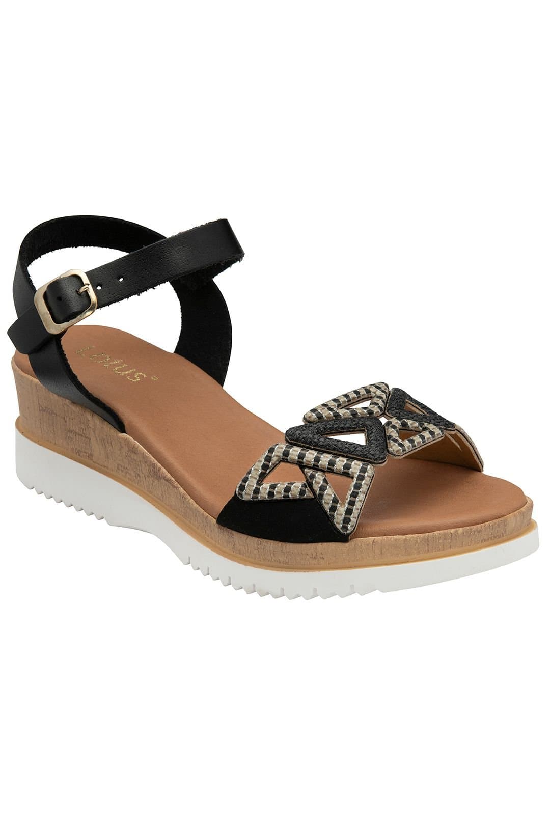 Lotus Lotus Women's 'Ariah' Leather Wedge Sandals in Black