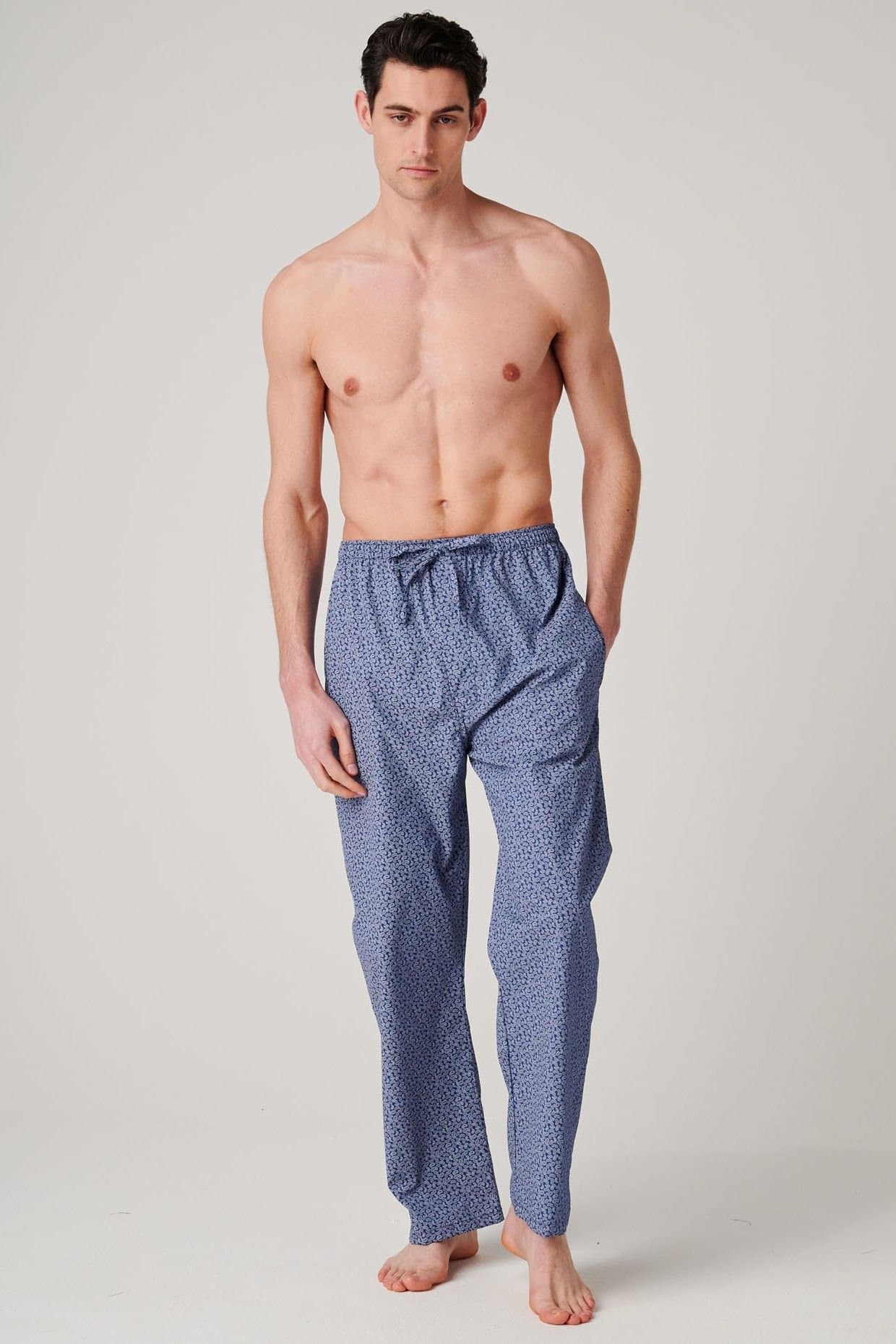British Boxers British Boxers Men's "Navy Paisley" Crisp Cotton Pyjama Trousers in Dark Navy