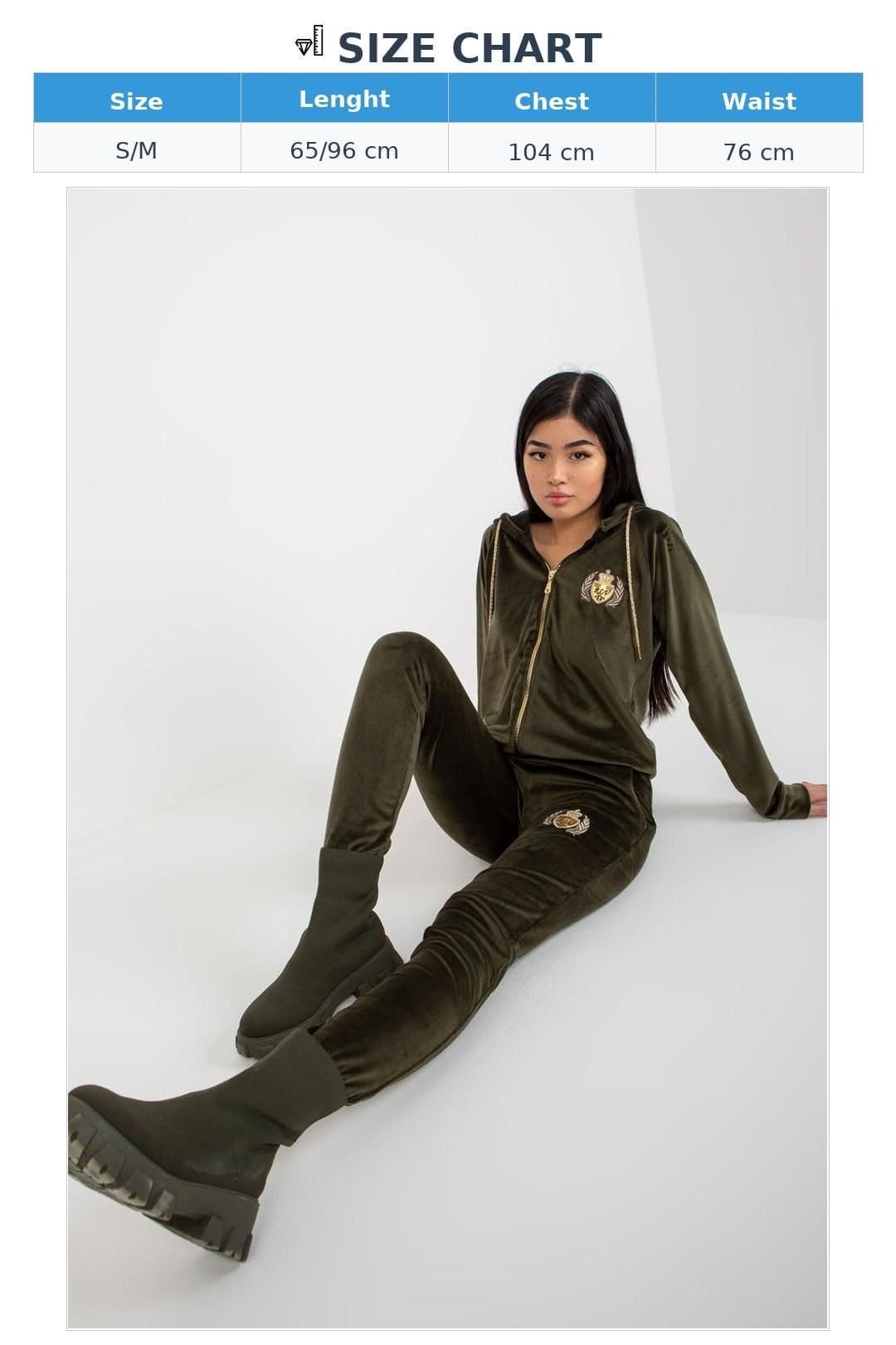 Love Lace Love Lace Women's Embroidered Velour Hoodie Sweatshirt Pants Set in Green - 4