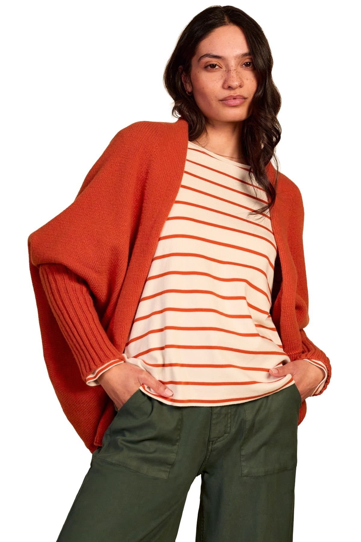 Celtic & Co Celtic & Co Women's Long Sleeve Cocoon Cardigan in Burnt Orange