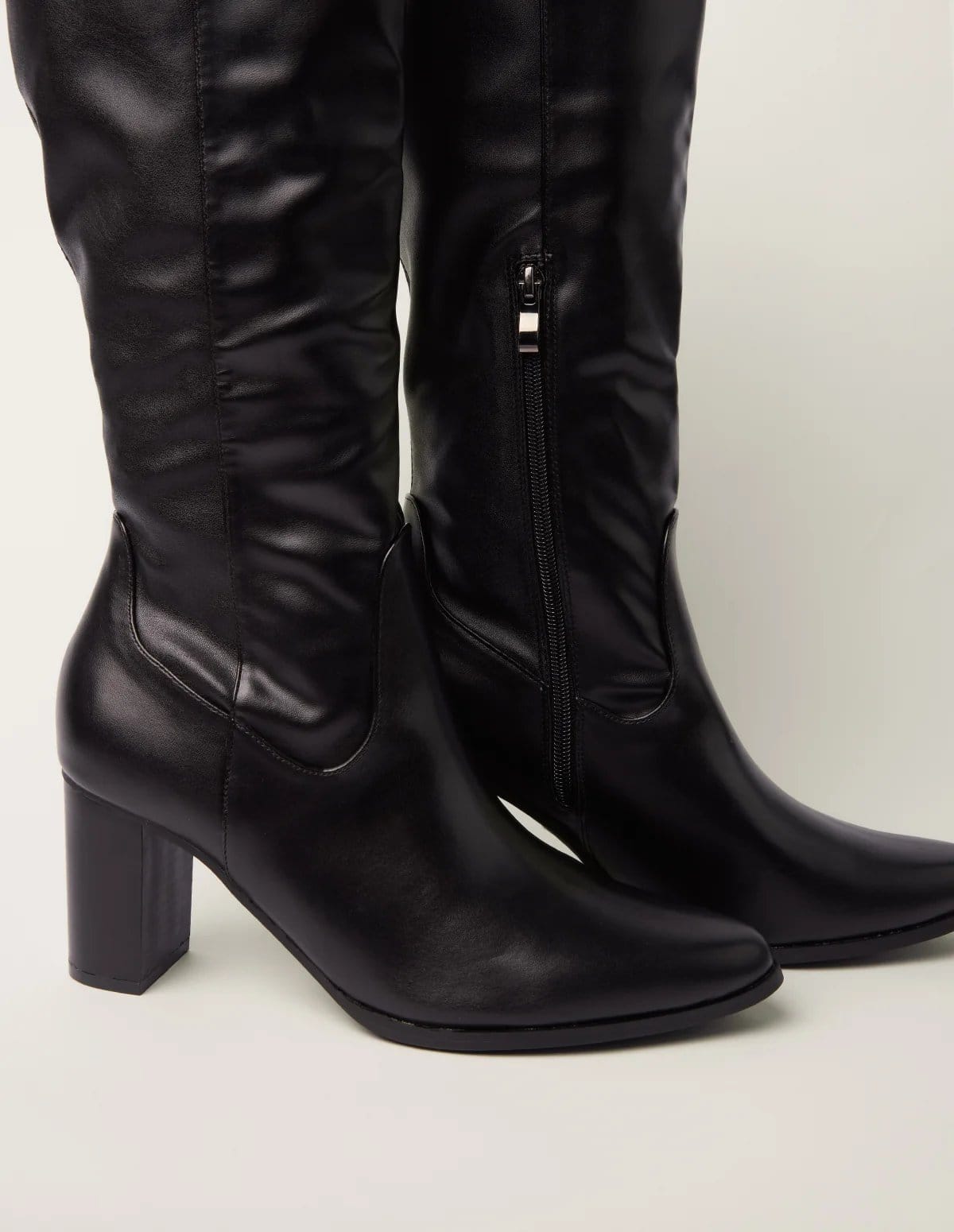 Blue Vanilla Knee High Leather Look Boots - 4