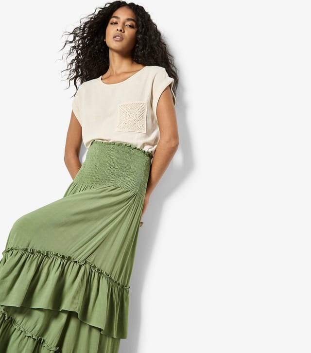 Apricot Women's Light Green Shirred 2-in-1 Midaxi Skirt Dress Apricot New Look - 2