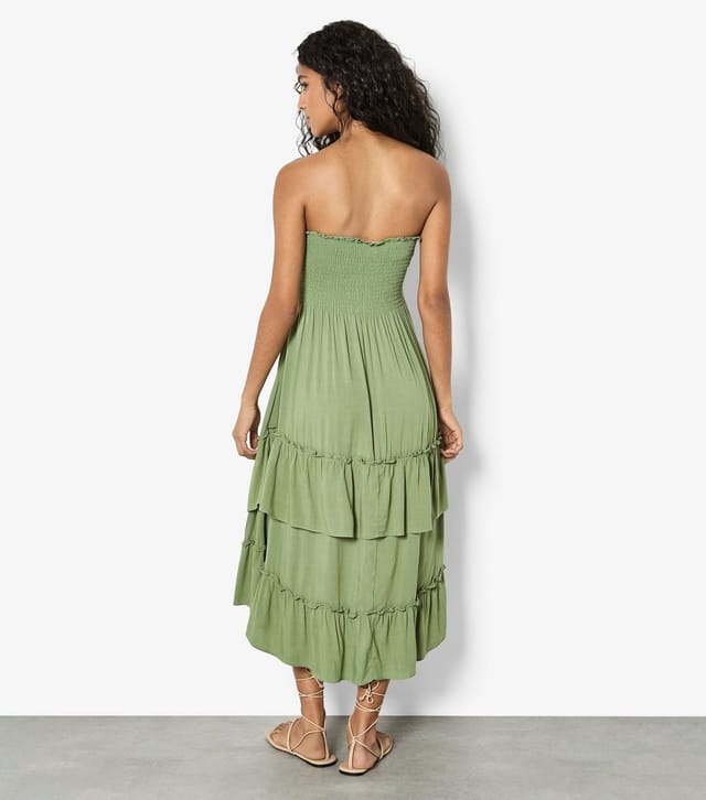 Apricot Women's Light Green Shirred 2-in-1 Midaxi Skirt Dress Apricot New Look - 3