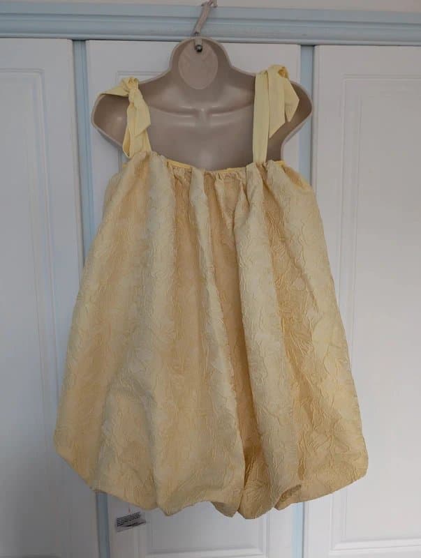 ASOS ASOS Design jacquard cold shoulder tie strap bubble mini dress in lemon size 12