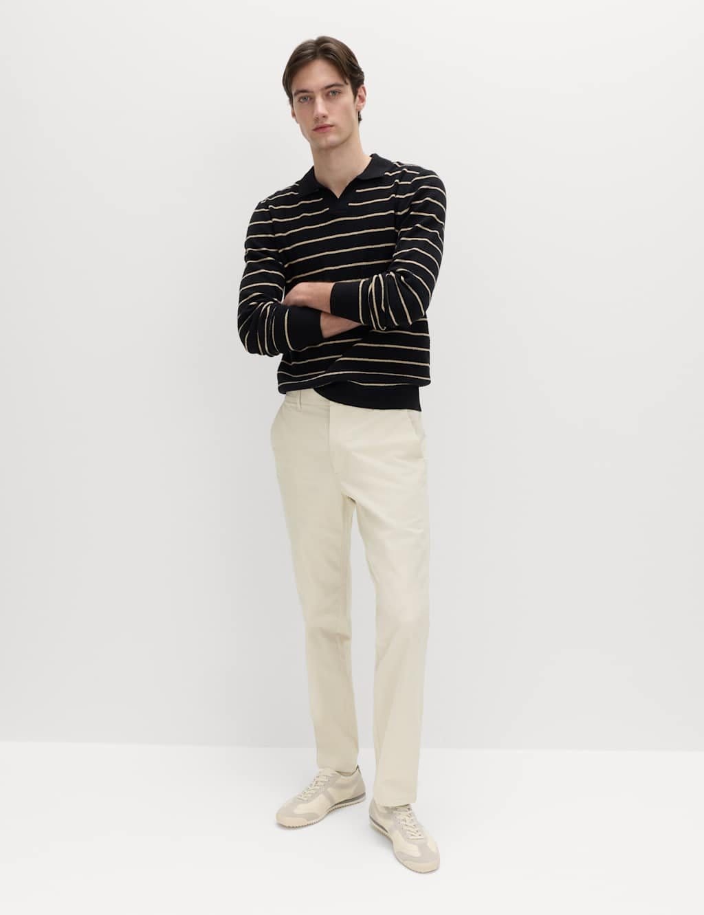 Marks & Spencer M&S Regular Fit Stretch Chinos Ecru - 1