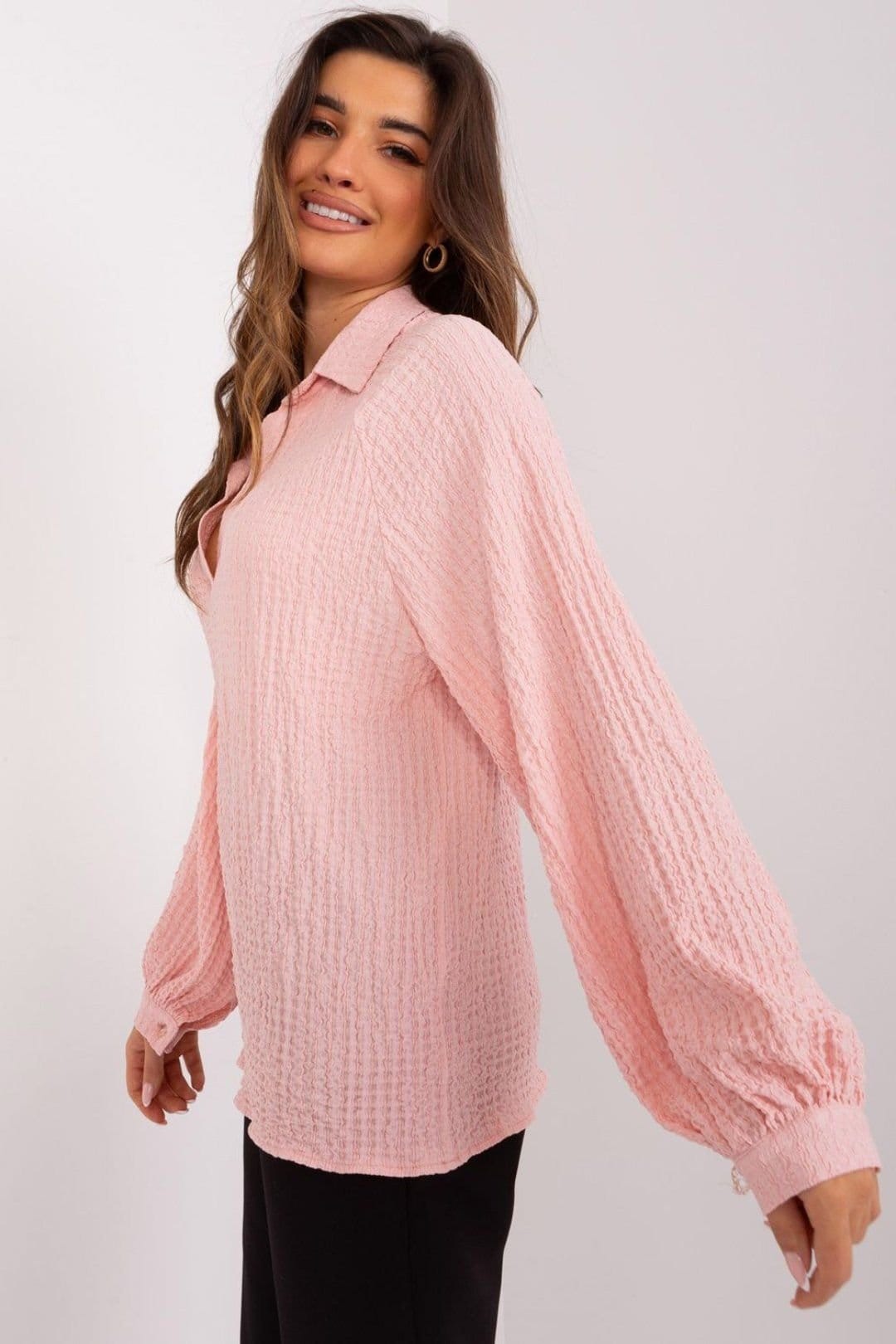 Love Lace Pink Polyester V-Neck Blouse