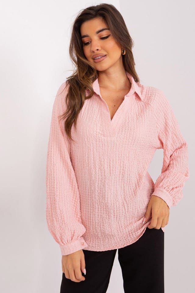 Love Lace Love Lace Women's Variegated Polyester Blouse V Neck in Pink - 3