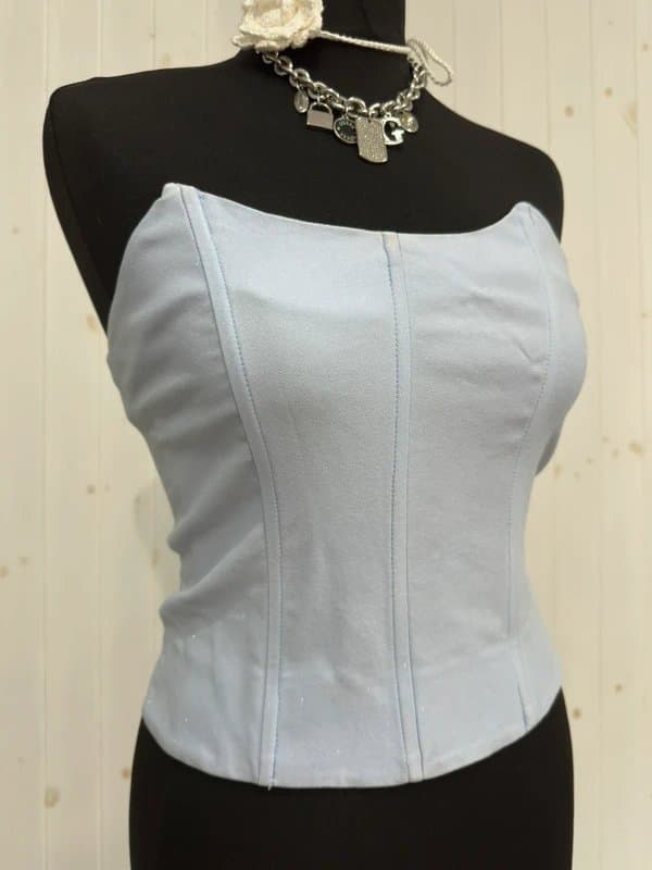 New Look vintage new look light blue strapless top
