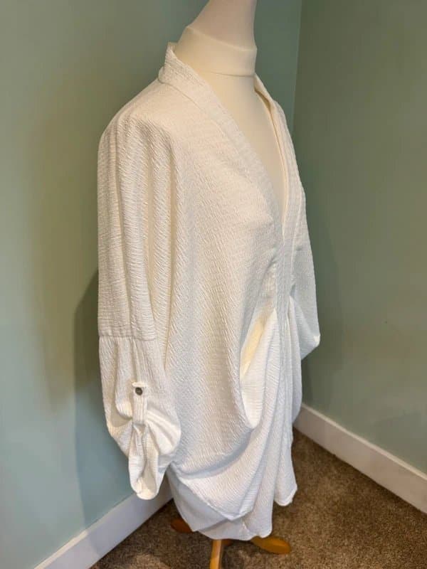 Made with love Made in Italy White Crinkle Lagenlook Cocoon Dress Beach Cover Up (One Size)