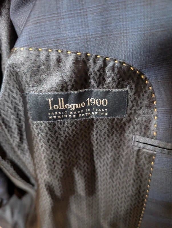Jaeger Mens Jaeger Tollegno 1900 Navy Blue Check Regular Fit Blazer - 44R