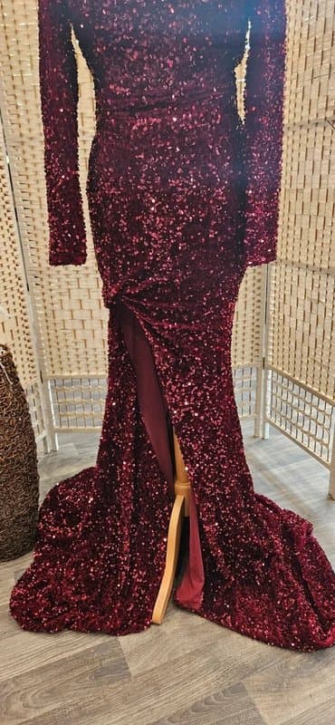 portia scarlett Portia & Scarlett red sequin fishtail prom cruise dress size 4 rrp £550