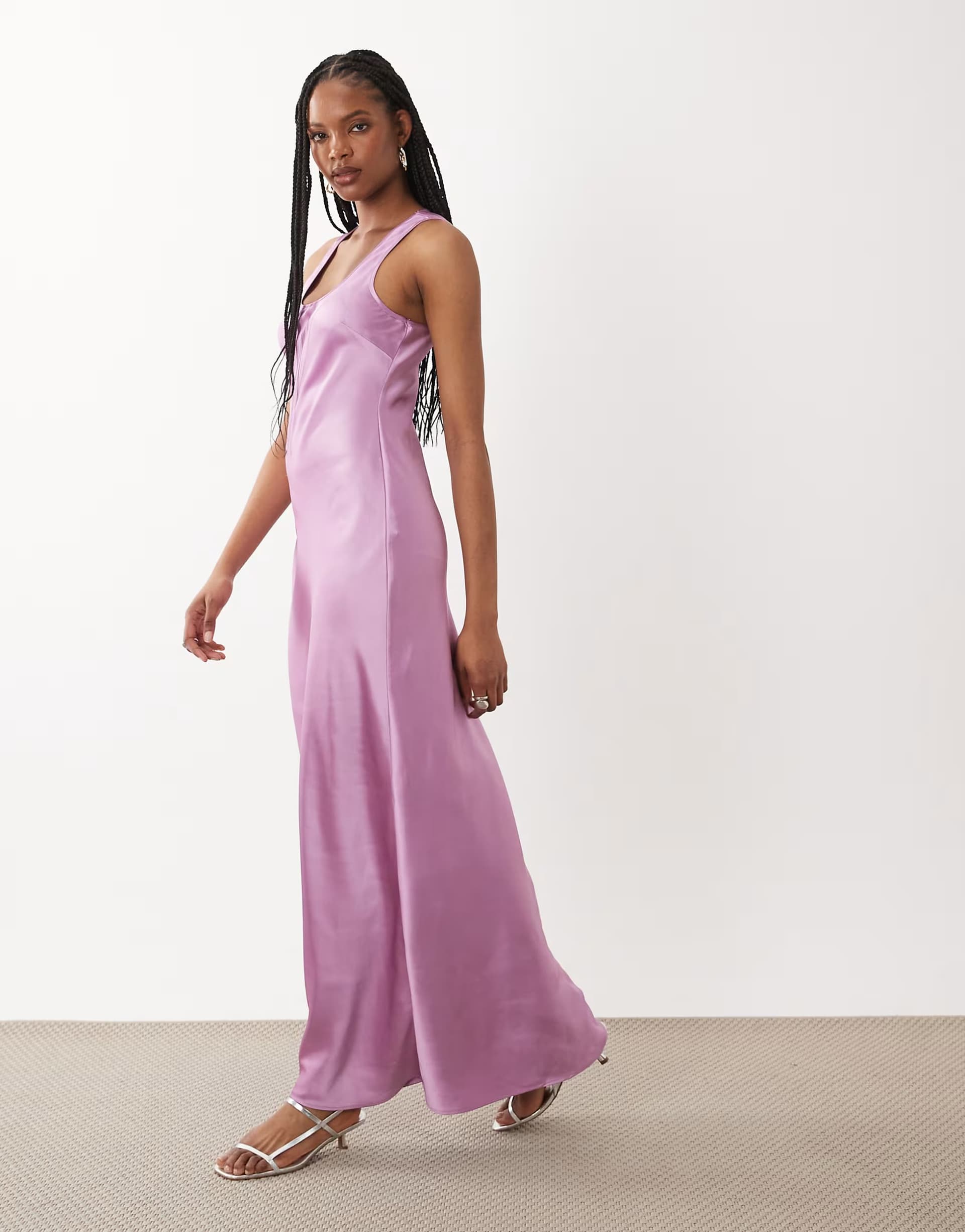 ASOS ASOS DESIGN Tall scoop satin maxi dress in lilac