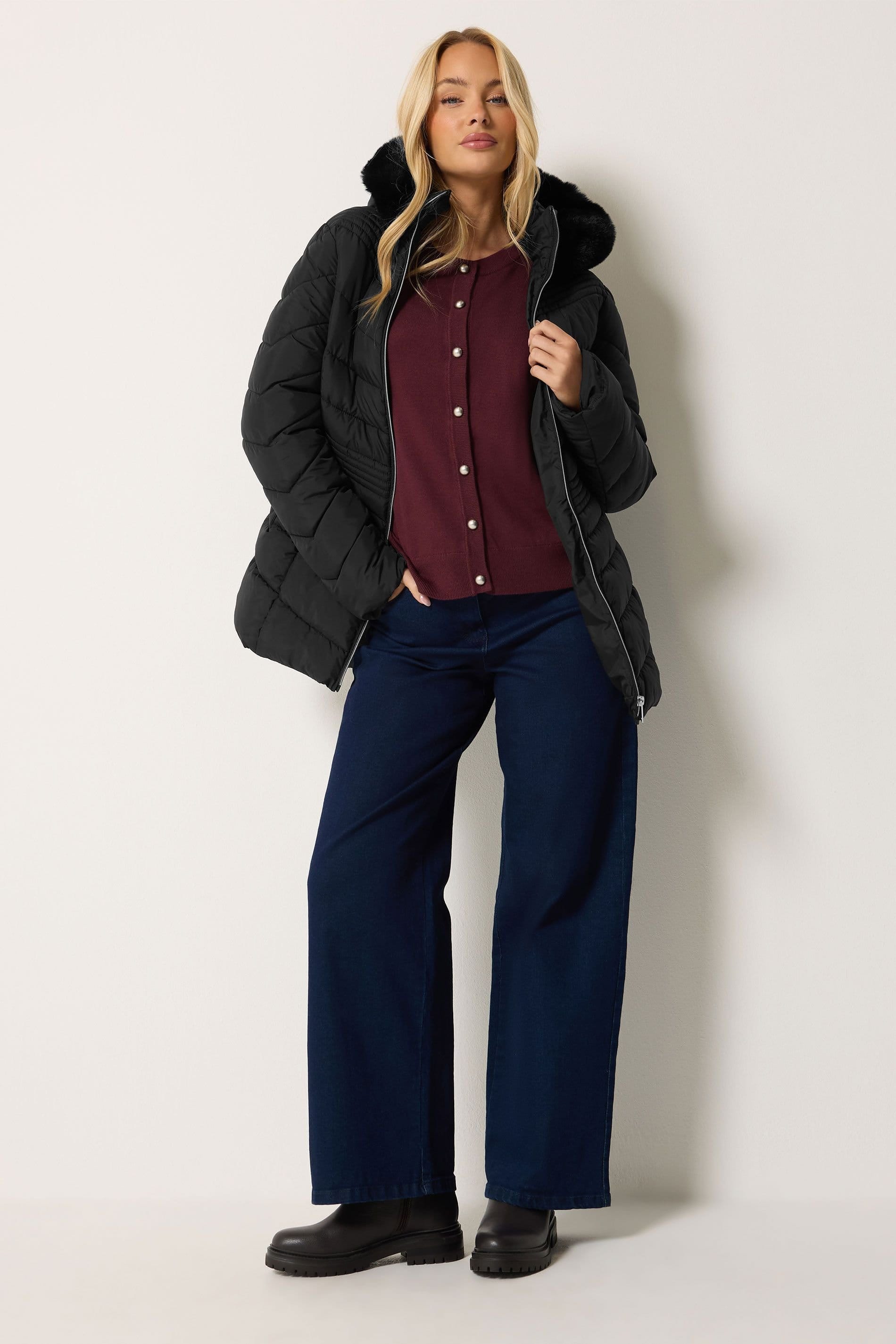 M&Co M&Co Women's Glam Padded Coat in Black - 4