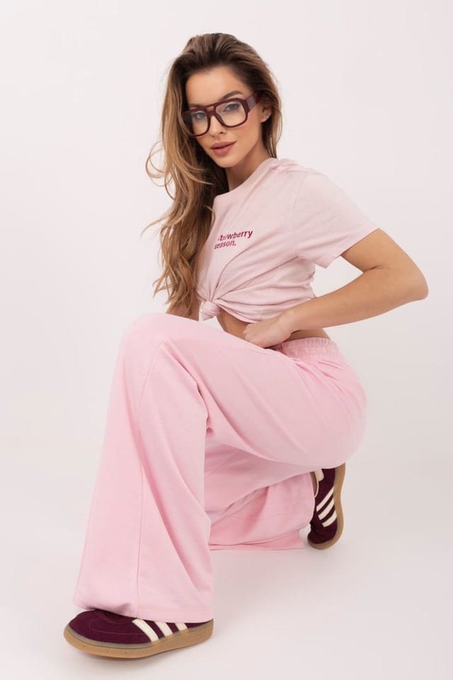 Love Lace Love Lace Women's Buttery Soft Wide Leg High Waist Sweatpants Style 225007 in Pink - 2