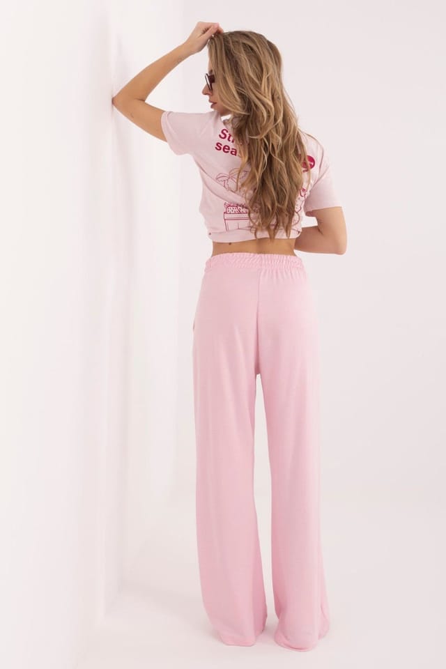 Love Lace Love Lace Women's Buttery Soft Wide Leg High Waist Sweatpants Style 225007 in Pink - 3