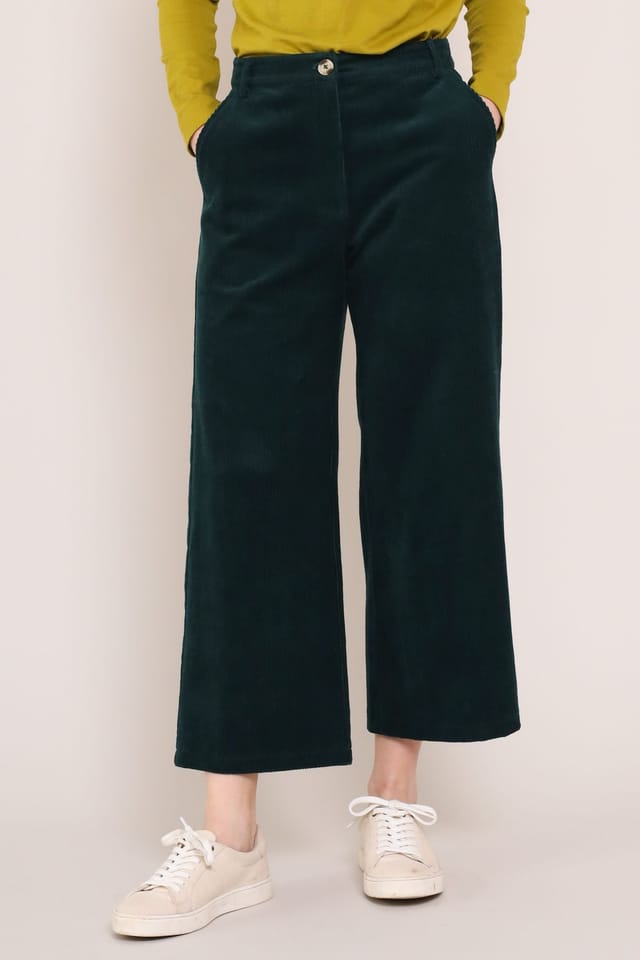 Nomads Clothing Nomads Clothing Women's Cotton Chunky Cord Trousers in Dark Green - 2
