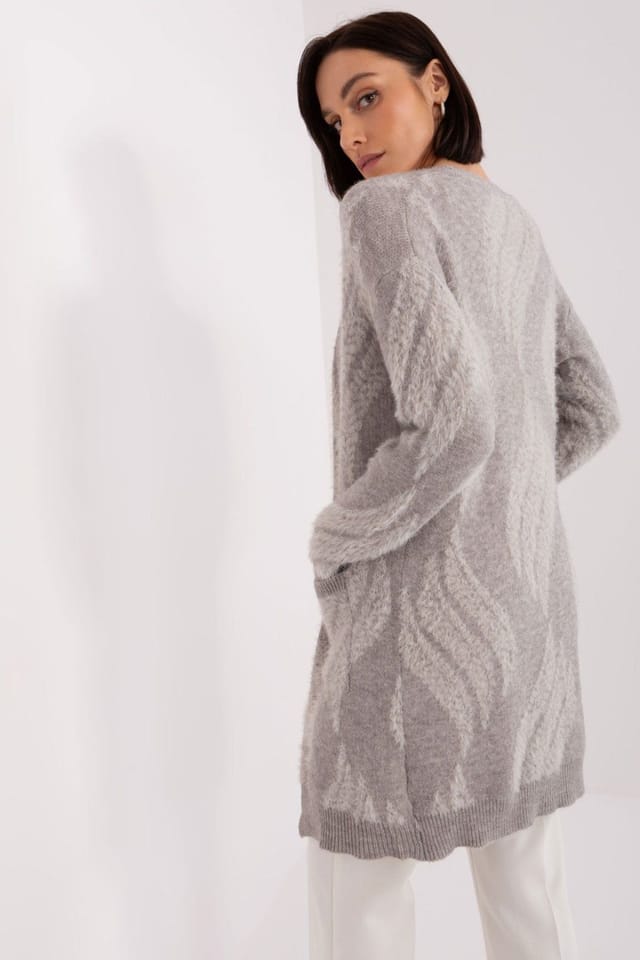 Love Lace Love Lace Women's Variegated Long Sleeve Cardigan with Pockets Style 188278 in Grey - 3