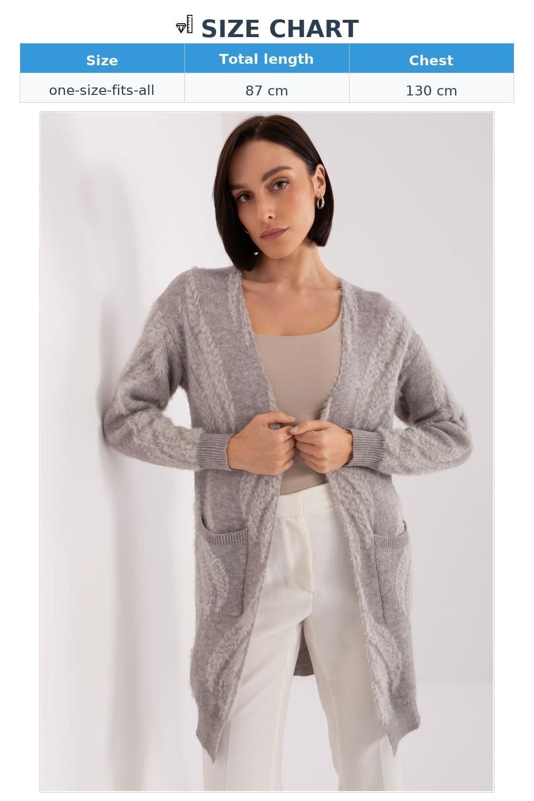 Love Lace Love Lace Women's Variegated Long Sleeve Cardigan with Pockets Style 188278 in Grey - 4