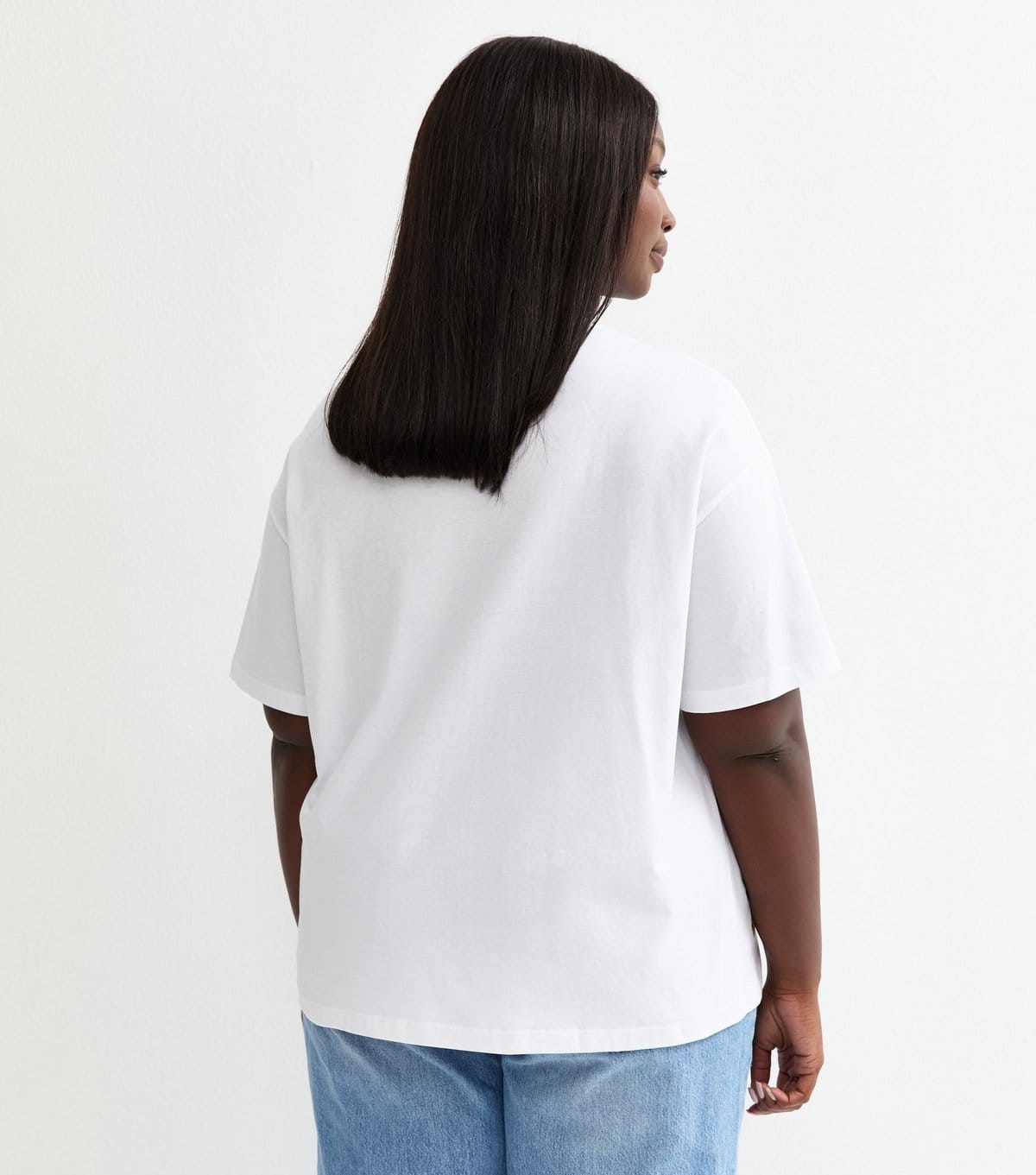 New Look Women's Plus Size White Daisy Embroidered Boxy T-shirt Curves New Look - 4