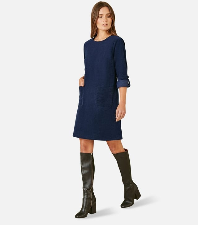 Yumi Women's Navy Corduroy A-Line Mini Dress Yumi New Look - 2