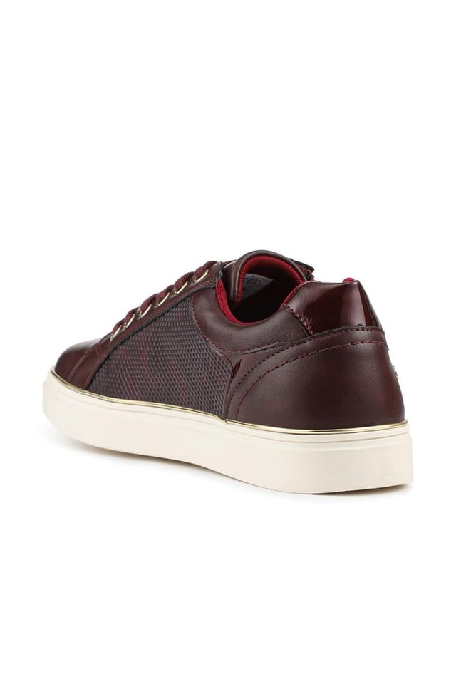 Pavers Pavers Women's Wide Fit Zip & Lace Trainers With Grip Sole in Burgundy - 3