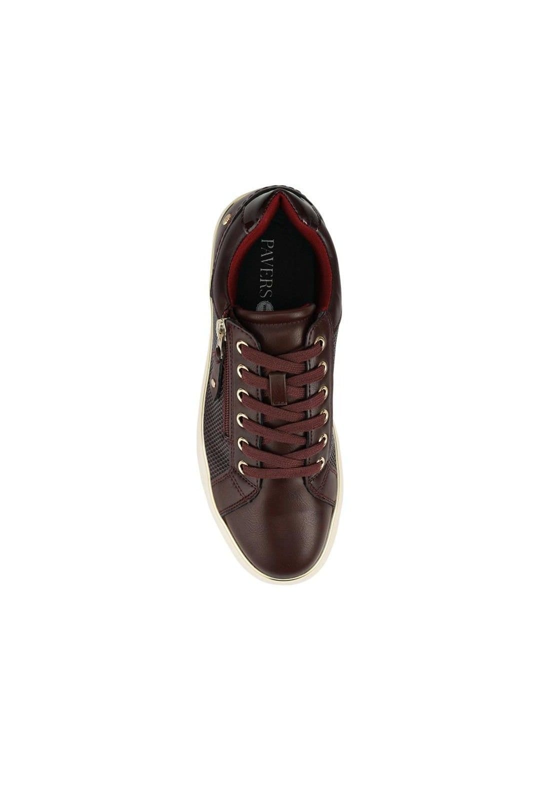 Pavers Pavers Women's Wide Fit Zip & Lace Trainers With Grip Sole in Burgundy - 4