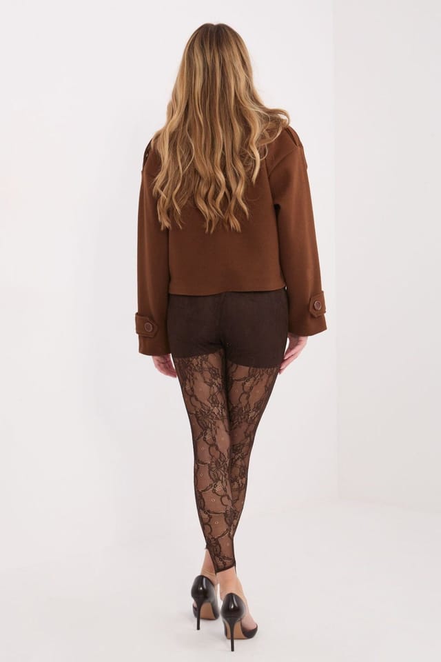Love Lace Love Lace Women's Elegant Longline Lace Texture Leggings in Brown - 2