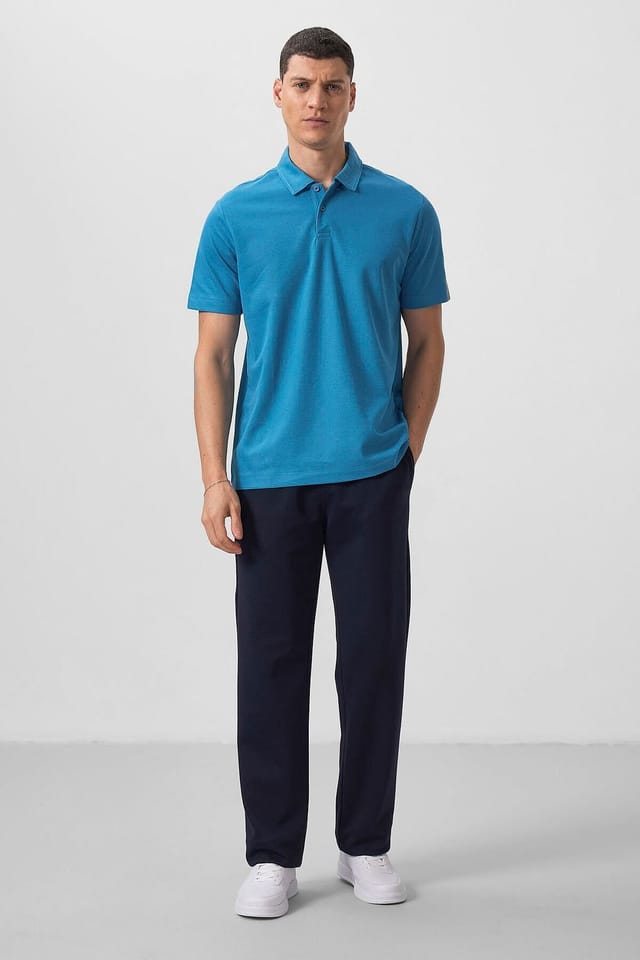 Tommy Life Tommy Life Men's Cotton Elastane Polo T-Shirt in Bright Blue - 2