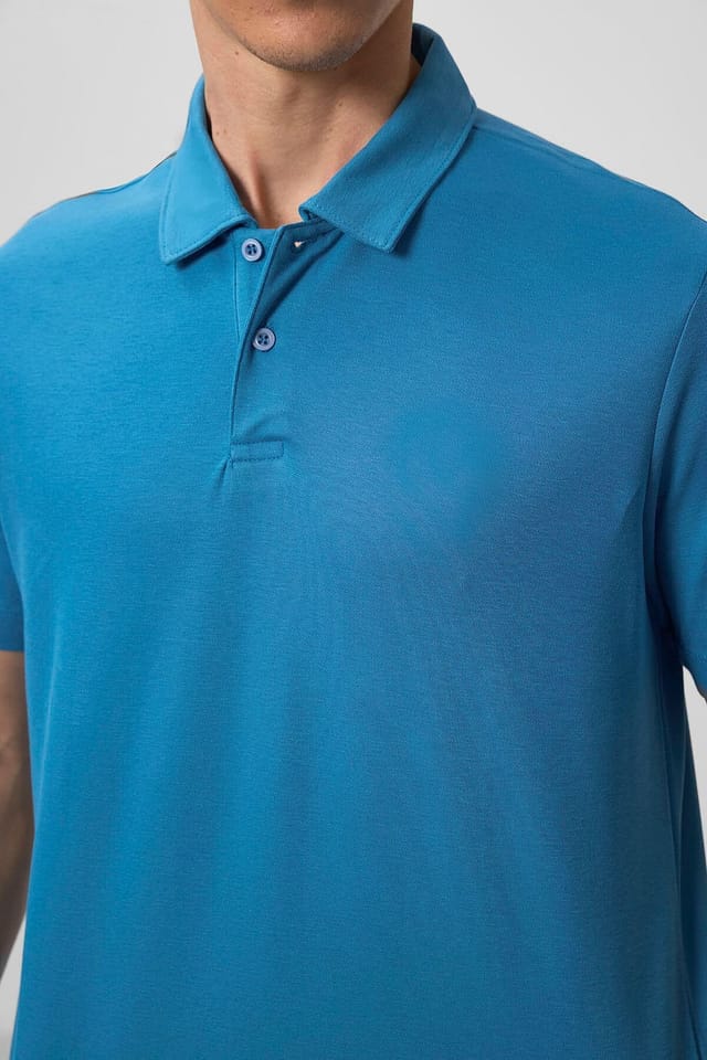 Tommy Life Tommy Life Men's Cotton Elastane Polo T-Shirt in Bright Blue - 3