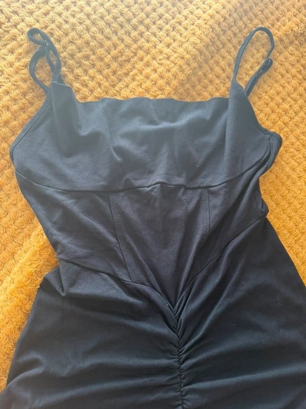 ASOS Luxe Black Ruched Midi Dress - Size 10