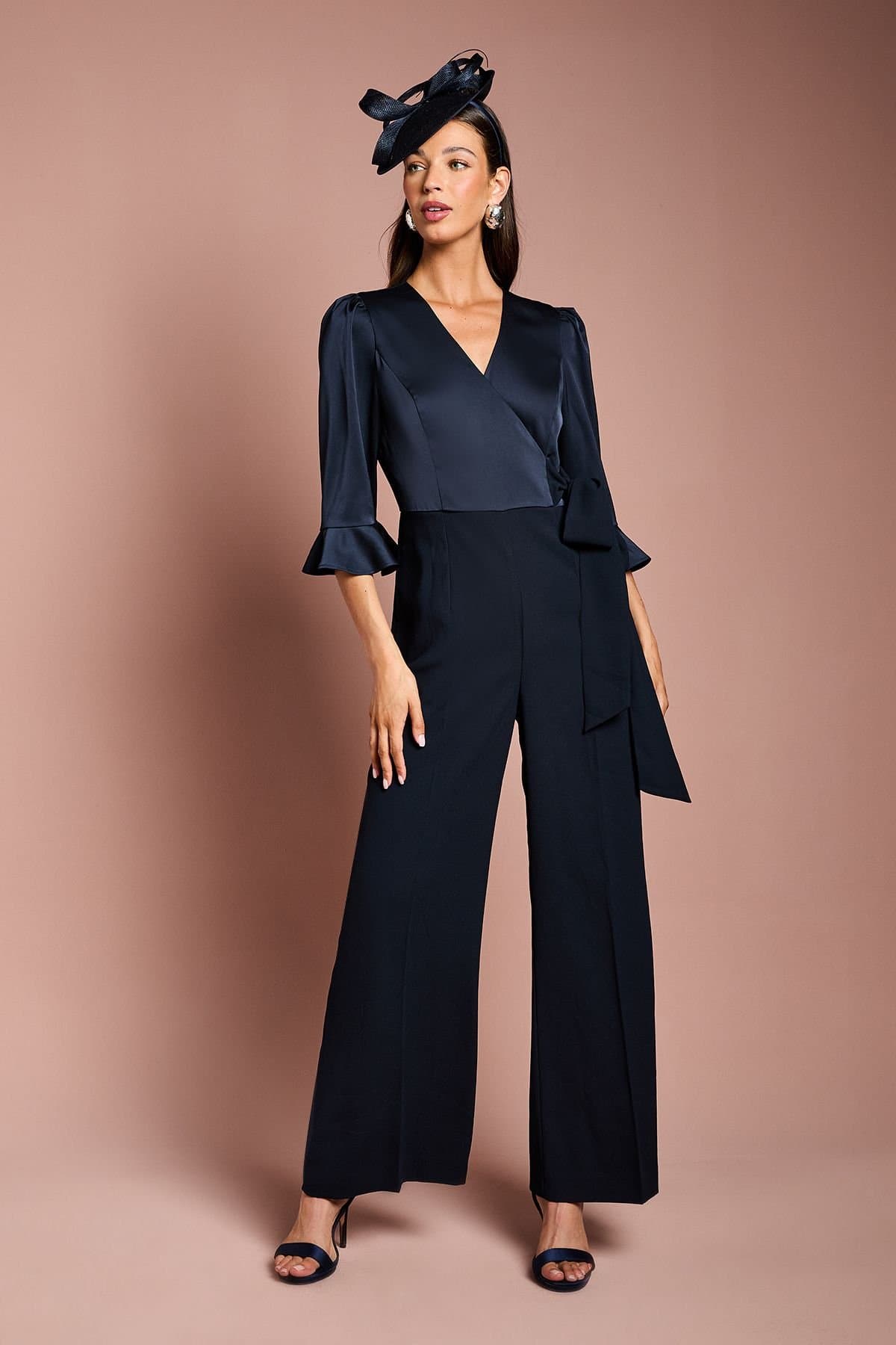 Coast Coast Women's Wrap Top Tie Side Jumpsuit in Navy