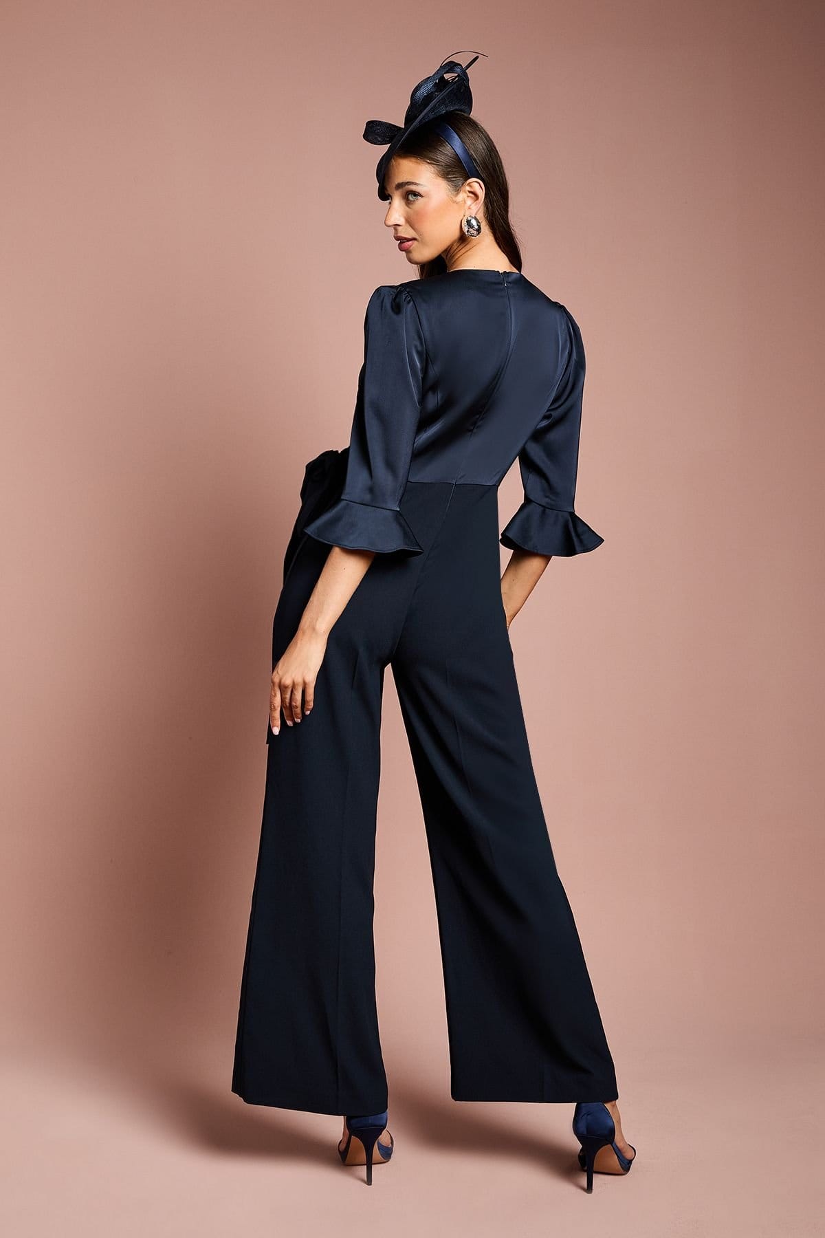 Coast Coast Women's Wrap Top Tie Side Jumpsuit in Navy - 4