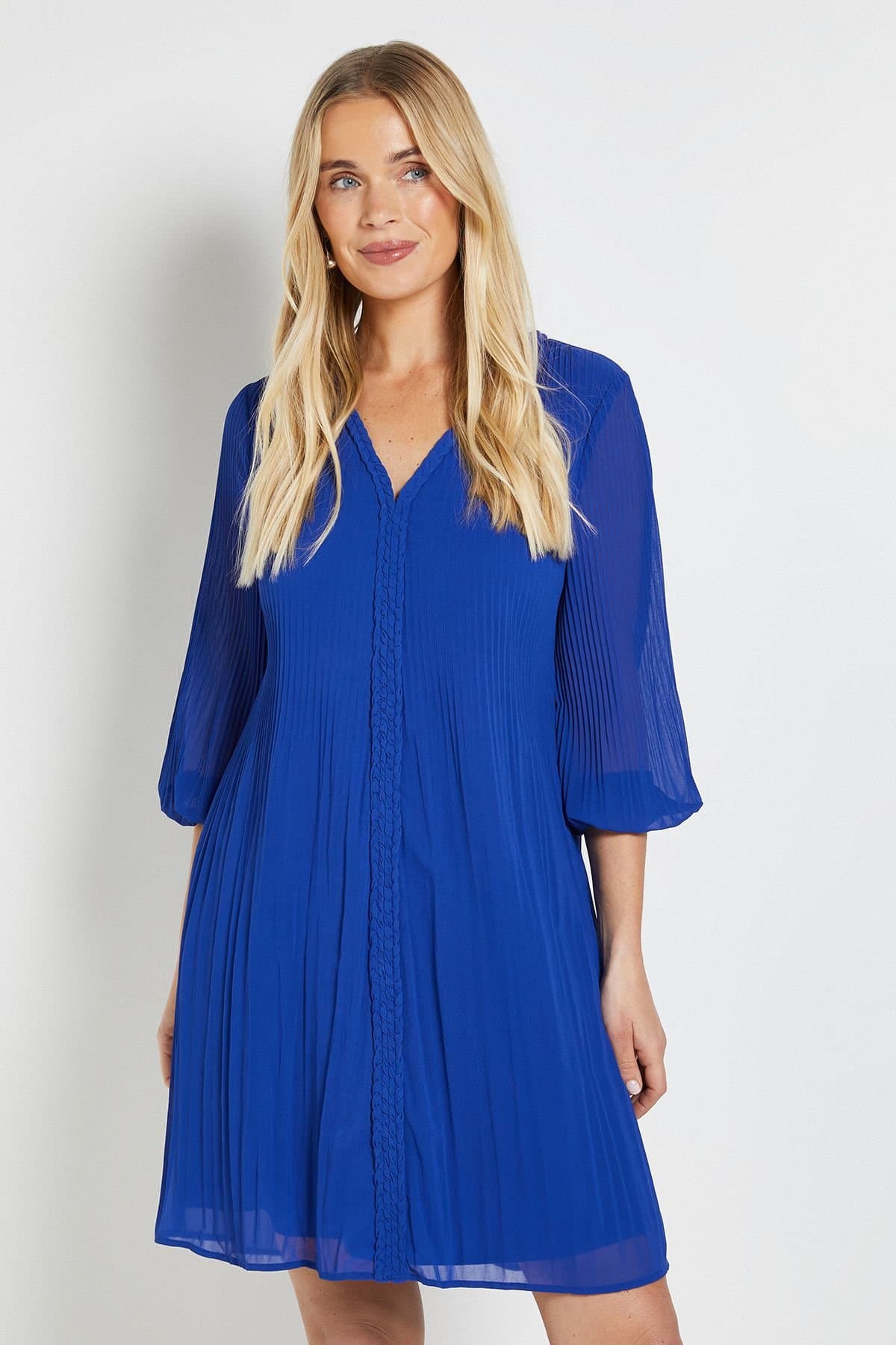 Wallis Wallis Women's Petite Plait Detail Shift Dress in Cobalt