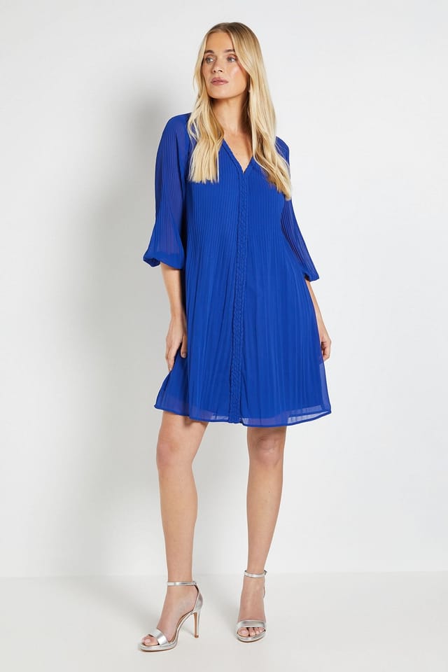 Wallis Wallis Women's Petite Plait Detail Shift Dress in Cobalt - 2