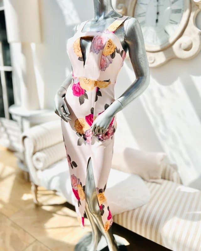 ASOS ASOS pink floral bodycon cutout dress 8