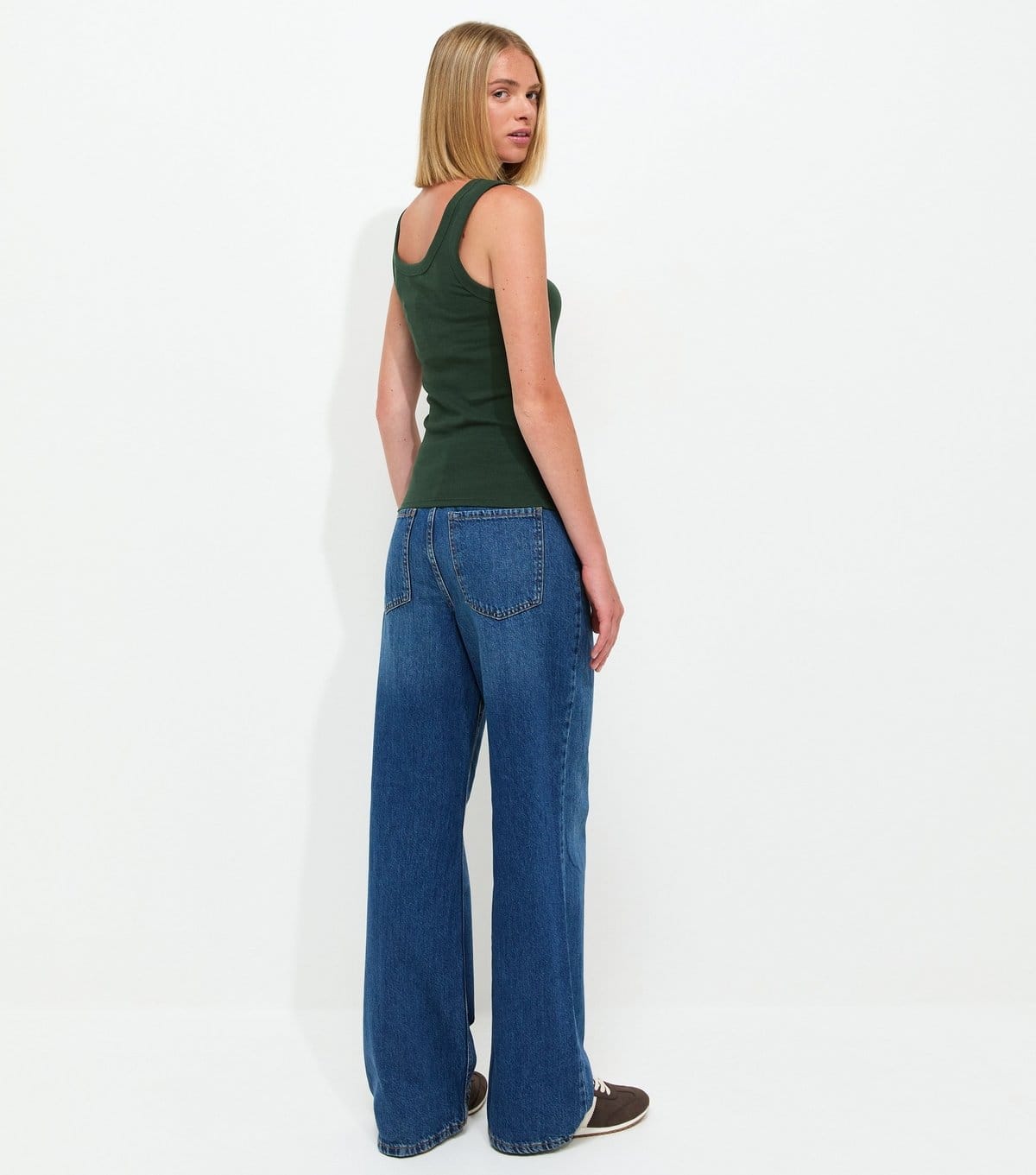 New Look Women's Dark Green Cotton Rich Scoop Neck Vest Top New Look - 4